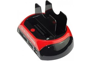 SATKIT Station d'accueil Double pour disques durs HDD IDE/sATA 2, 53, 5A USB 2. 0Boitier Externe Hub Lecteur de Cartes