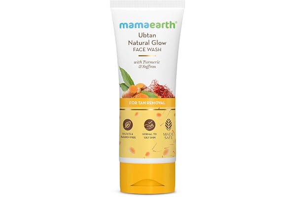 Mamaearth Ubtan Natural Glow Face Wash with Turmeric & Saffron For Tan Removal & Skin brightening SLS & Paraben Free For All Skin Type For Men & Women 100 ml