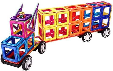 Magmagic Building Block Magnetic Toys, 80 Piece Versatility Truck Kit, Preschool Skills Educational Game Construction Stacking Sets