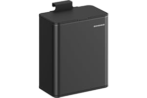 SONGMICS Pattumiera da Appendere, Pattumiera per Armadi in Acciaio da 8L, Cestino da Cucina con Coperchio, a Sportello o a Parete, Sotto Lavabo, Bagno, Nero Inchiostro LTB810B01