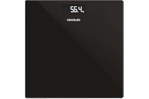 Cecotec Báscula de Baño Digital 30x30cm Surface Precision. Diseño Compacto, Mediciones Precisas, Capacidad Máxima 180kg, Encendido y Apagado Automático, Base Antideslizante, Funciona con Pilas