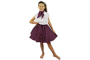 I LOVE FANCY DRESS LTD Gonna con Pois E Collo Stile Sciarpa Anni '50 per Ragazze PERFETTE per Feste A Tema, Estate O Danze E TEATRI Disponibili in Vari Colori in Breve O LONGO