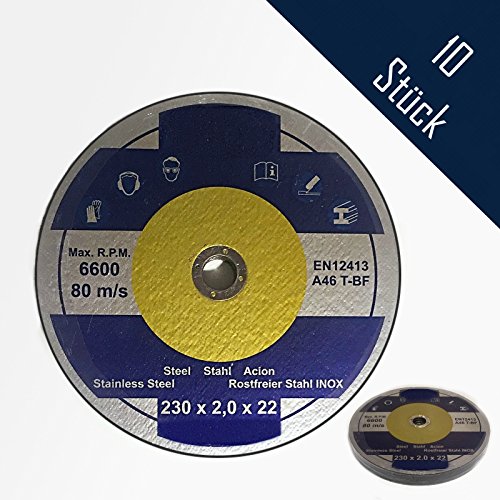 10 Stück Trennscheiben Ø 230mm x 2.0mm für Winkelschleifer Stahl Edelstahl Flexscheibe Inox Metall