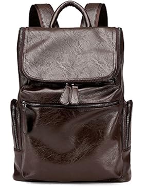 FULIER Herren Leder Mode Lässig Rucksack Rucksack College Bookbag Satchel Klassische Laptop Daypack Wandern Tasche