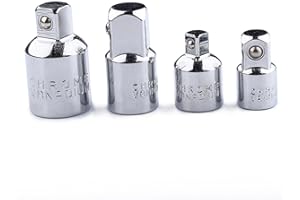 Fongmore Kit Convertitore Riduttore da 4 Pezzi 1/2 a 3/8 Adattatore Jack a Cricchetto Quadrato da 3/8 a 1/4 (Colore Argento)