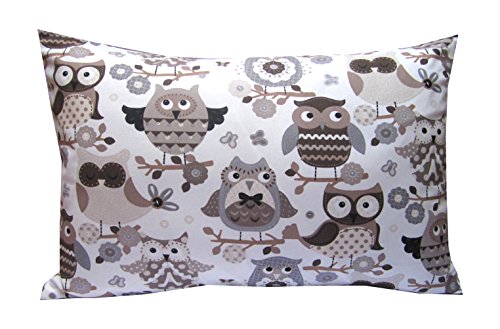 Kissenhülle 40 X 60 cm "Große Eulen" Braun Kissen Eule Kissenbezug für Kissen Eule 100 % Baumwolle BW Handmade Zierkissen Zierkissenhülle Zierkissenbezug