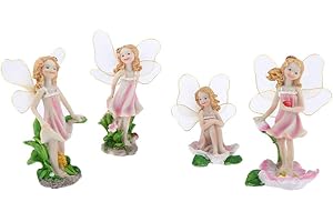 SecretRain Resin Garden Ornament Home & Outdoor Decor Flower Fairies Set Of 4