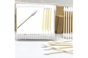 SILULCM Lot de 200 cotons-tiges, double pointe de précision avec bâton de papier, 100 pièces (forme pointue)