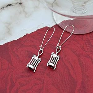 Corkscrew Wine Silver Charm Earrings