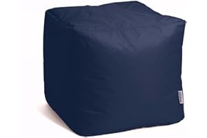 Avalon - Pouf Poggiapiedi CUBO Jive, Puff Poggiapiedi Divano quadrato, Puffo Imbottito in Tessuto Tecnico Resistente e Antistrappo, Comodo e Impermeabile, Made in Italy(45cm-Blu scuro)