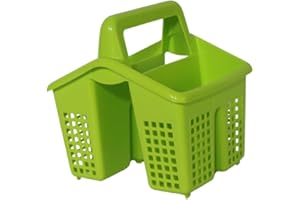 Keroppa Escurridor para Cubierto, Con Sujeción Superior, Organizador para Cubiertos 4 Compartimentos, Gran Capacidad, Orificios para Salida de Agua, Verde