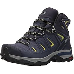 Salomon X Ultra 3 Mid GTX W, Zapatillas de Trail Running para Mujer, Azul (Crown Evening Blue/Sunny Lime 000), 38 2/3 EU