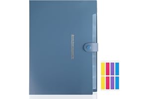 KONVINIT Rozszerzany organizer na dokumenty A4, rozszerzalny organizer na dokumenty z 8 kieszeniami, na dokumenty, akordeon, do biura, szkoły, domu, stalowo-niebieski