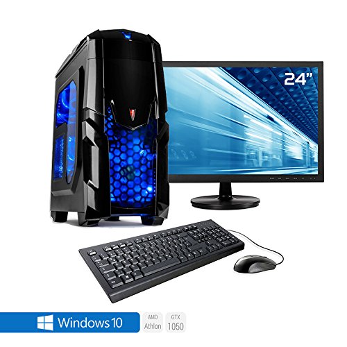 Sedatech Advanced Gaming PC Komplett-Paket AMD Athlon II 860K 4x 3.70GHz (max 4.0Ghz), Geforce GTX 1050 2Gb, 8 GB RAM 1 1600Mhz, 1 TB HDD, USB 3.1, Wlan, Kartenleser, HDMI2.0, DirectX 12, 80+ Netzteil. Rechner mit 23.6" TFT-LED Monitor, Maus & Tastatur und Windows 10 64 Bit