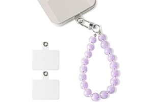 Hongma Handykette Perlen Universale Handy Kette Chain Perlenkette Handyanhänge Handschlaufe ohne Hülle für Smartphone (Lila-20cm)