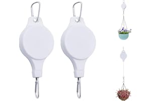 KLINNA 2 Stück Pflanzenaufhänger Einziehbar - Verstellbarer Pflanzenrollen Haken für Blumenampel und Pflanzenkörbe - Starke Halterung für Vogelfutterhäuschen, Belastbar 1-15kg (weiß)