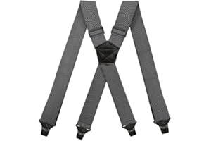 BaronHong Szelki przyjazne dla lotniska, bez brzęczenia plastikowe 4 klipsy 3,8 cm w pełni elastyczne szelki ze skórzaną naszywką szelki narciarskie