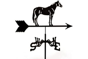YDHNB Weathervane Cast Iron Horse Wind direction indicator with Roof Mount, Weather Vane Garden Metal Decorations Wind Direction Indicator for Outdoor Roof Farm Yard