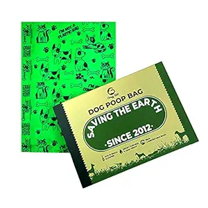 Goofy Tails Dog Poop Bags (100 Bags) | Biodegradable and Compostable | Leak Proof Eco Friendly Pet Waste Disposable Bags (Green) (33cm x 23cm)