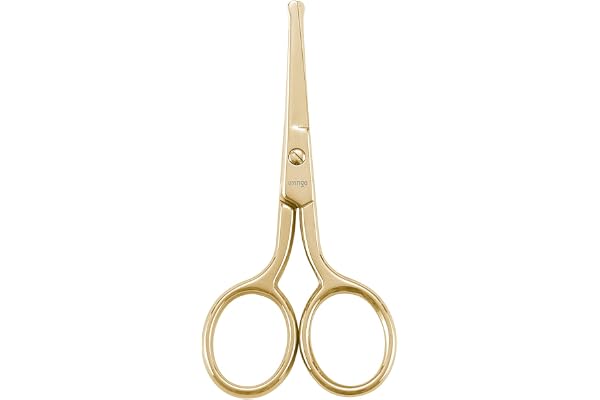 LIVINGO Ciseaux professionnels pour poils de nez – Lame droite en acier inoxydable, pointe de sécurité arrondie – Coupez les poils d'oreille, les poils du corps, pour homme et