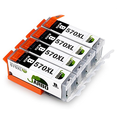 JARBO Kompatibel PGI-570 XL Tintenpatronen Hohe Kapazität kompatibel mit Pixma MG5700 MG5750 MG5751 MG5752 MG5753 MG6800 MG6850 MG6851 MG6852 MG6853 MG7700 MG7750 MG7751 MG7752 MG7753 (4x570 PGI-Schwarz)