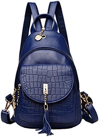 CLOTHES- Korean Version Waterproof Soft Skin Crocodile Pattern Tassel Shoulder Oblique Cross Leisure Go Out Travel Backpack Chest Pack ( Color : Blue )