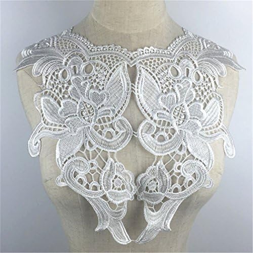 FUYA White Embroidery Venise Big Flower Lace Neckline Fabric,DIY Collar Lace Fabrics For Patchwork Sewing Scrapbooking Stamp