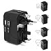 Produktbild Reisen Adapter: Universal Reise-Adapter mit 2 USB-Ports aus 150 Ländern weltweit US UK EU AU Universal fusionierten Sicherheit AC-in einem Ladegerät mit LED-Betriebsanzeige (Schwarz)