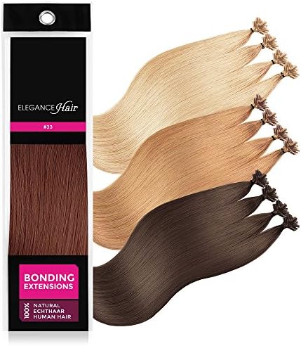 ELEGANCE-HAIR® Remy Human Hair Pre Bonded Extensions 20x 1g Strands Keratin 50cm Straight #33 - Mahogany Brown