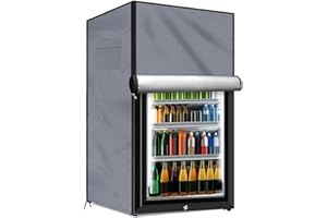 EASYBYMALL Outdoor-Kühlschrankabdeckung, staubdichte Gefrierschrank-Abdeckungen, zum Schutz von aufrechten Gefrierschränken/Getränkekühlschränken, 210D Oxford-Stoff (grau S)