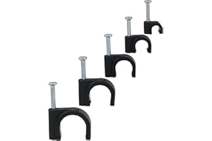 LEMIYOO 420 Stück Runde Kabelklemmen Set,Kabelschellen Mit Stahlnägeln Befestigt,Drahtklemmen,Wandklemmen zum Organisieren von Drähten,Kabeln,Fernseh und Kommunikationsleitungen (4/6/8/10/12mm)(Schwarz)