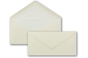 ‎NEUSER PAPIER 500 x DIN Lang Briefumschläge - Natur-Weiß mit weißem Seidenfutter - 11x22 cm - 120 g/m² - ideal für Einladungen, Weihnachtskarten, Glückwunschkarten aus der Serie Farbenfroh