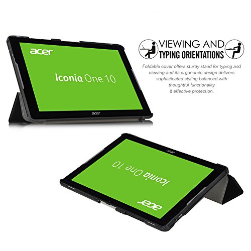 Acer Iconia One 10 B3-A30 Hülle, IVSO Ultra Schlank Superleicht Ständer Slim Leder zubehör Schutzhülle für Acer Iconia One 10 (B3-A30) 25,7 cm (10,1 Zoll HD) Tablet-PC perfekt geeignet (Schwarz) - 3