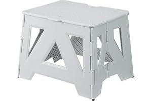 SHIMOYAMA Foldable Stool, 9.6 inch (24.5 cm) Height PP Folding Step Stool for Adults, 100 KG Load Capacity, Portable Seat Stool Camping Footrest for Home Use Outdoor Travel Picnic (Light Gray)
