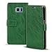 Produktbild Conie PU Lederhülle kompatibel mit Samsung Galaxy Note 7, Grüne Klapptasche im Vintage Design Etui Hülle mit Kartenfächer