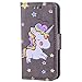 Produktbild iPod Touch 5 / Touch 6 Hülle, Chreey (Unicorn) Niedlich [Regenbogen Einhorn] Glitzer Handyhülle Premium PU Leder Tasche Flip Wallet Cover mit Standfunktion Kartenfach Schutzhülle [Grau]