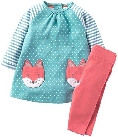 Rebavl Little Girls' Pyjamas Fox Top and Trousers Outfits Clothes Set For Toddler Kids Age 1-6 Years Blue