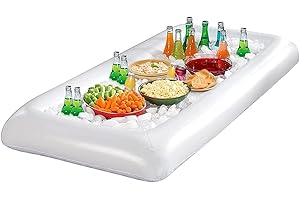 RosyFate Bar Galleggiante da Piscina, Servizio Gonfiabile Insalata Barra, Buffet Gonfiabile per Raffreddamento con Tappo di Scarico, per Birra Insalata Spuntini Bevande per Feste Festa Estiva Bar