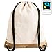 Produktbild Fair-Trade zertifizierter Handmade Turnbeutel Rucksack aus Jute und Natur-Canvas für Damen, Herren, Mädchen und Junge - Jutebeutel, Gym-Bag, Sportbeutel, für Reisen, Freizeit, Yoga und Festival