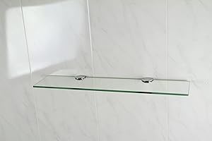 BSM Marketing Glass Shelf 500mm x 100mm 6mm Toughened with Chrome Supports