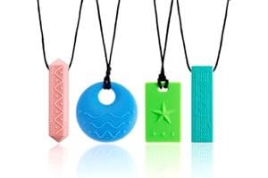 KEFU Collier a macher enfant tdah,4 pièces colliers à mâcher sensuels pour enfants et adultes souffrant de dentition, d'autisme et de TDAH（match 1）