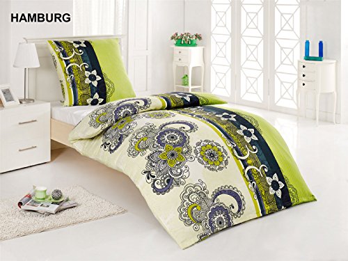 Bettwäsche Garnitur, high Class, 2, 4 oder 6 teilig Microfaser mit RV ?135×200 und gratis Gesichtstuch- Grösse 135×200 cm / 80×80 cm 4 tlg, Farbe Berlin - 7