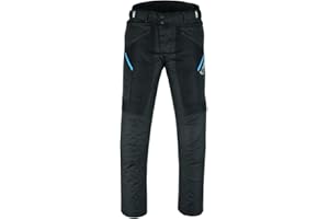 Jet Mens Motorcycle Motorbike Trousers Pants Mesh Textile Summer Breathable Protective Flex Fit Adjustable Belt Armoured Tropez (M, Black Blue)