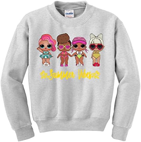 LOL Surprise Dolls Swim Club Summer Vibes Holiday Vacation Confetti Pop Series 3 Big Pearl Glitter Pets Lil Sisters Sweatshirt (S (Age 5-6))