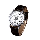 Juliyues Damen Herren Uhren,Unisex Casual Lederarmband Analog Quarz Armbanduhren Geschäfts Armbanduhr Watch Armband