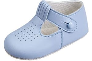 Baby Boys T Bar Pram Shoes with Hole Cut Pattern – Made in England by Early Days Baypods