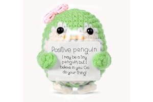 Leyiteng Cute Stuff, Positive Penguin,Emotional Support Gift, Mini Inspirational Good Luck Gifts Funny Knitted Wool Doll Gift for Adults Women Men Students Birthday Home Office