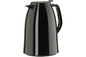 Emsa Pichet Isotherme, 1 Litre, Fermeture Quick Press, 100% Hermétique, Noir Brillant, Mambo, 517005