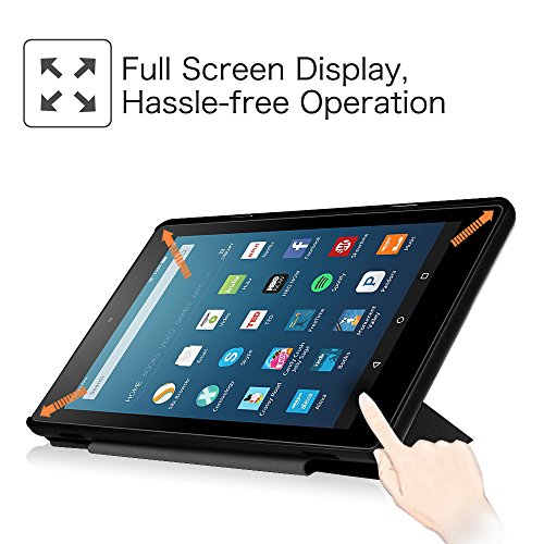 Fintie Hülle für Fire HD 8 Tablet (6. Generation – 2016) – [Origami Serie] Schutzhülle mit Standfunktion und Auto Schlaf / Wach Funktion, Schwarz - 5