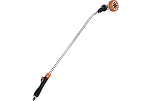 Diivoo Watering Lance, Hose Pipe Spray Gun Metal, Hose Nozzles for Garden Sprinkler Irrigation and Cleaning, Thumb Control, Hose Wand with 8 Spray Patterns for Plants, Flowers, Car, 33 Inch Long